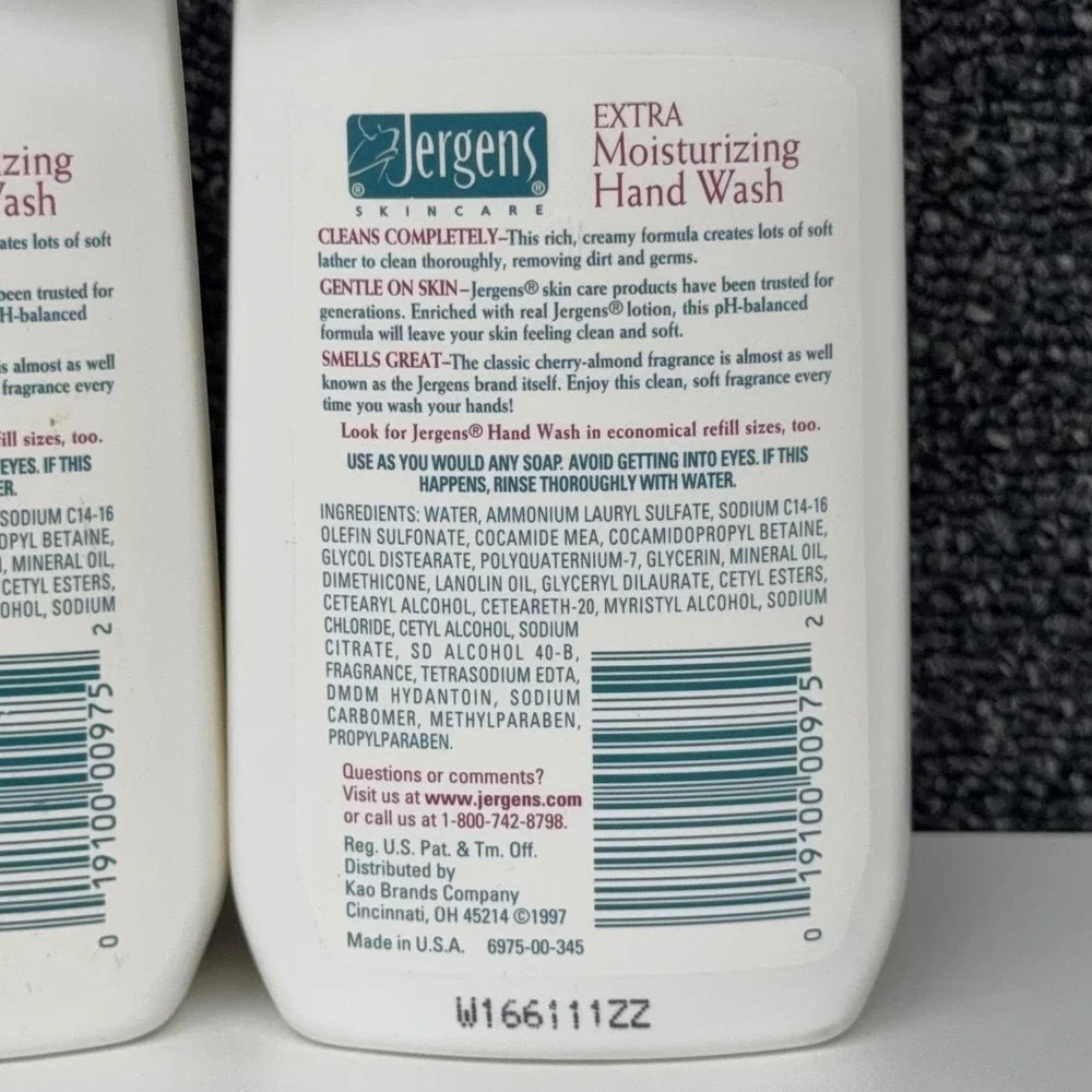 Vtg Jergens Extra Moisturizing Hand Wash Cherry Almond Scent 7.5oz Pump Bottle 2